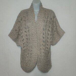 CJ Banks ** stylish open front knit sweater, Acrylic and wool, Tan in size 3XL